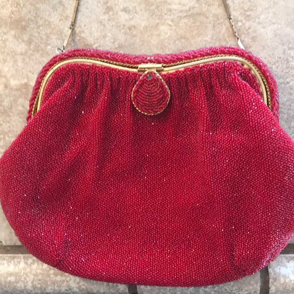 Ruby Red Beaded Purse